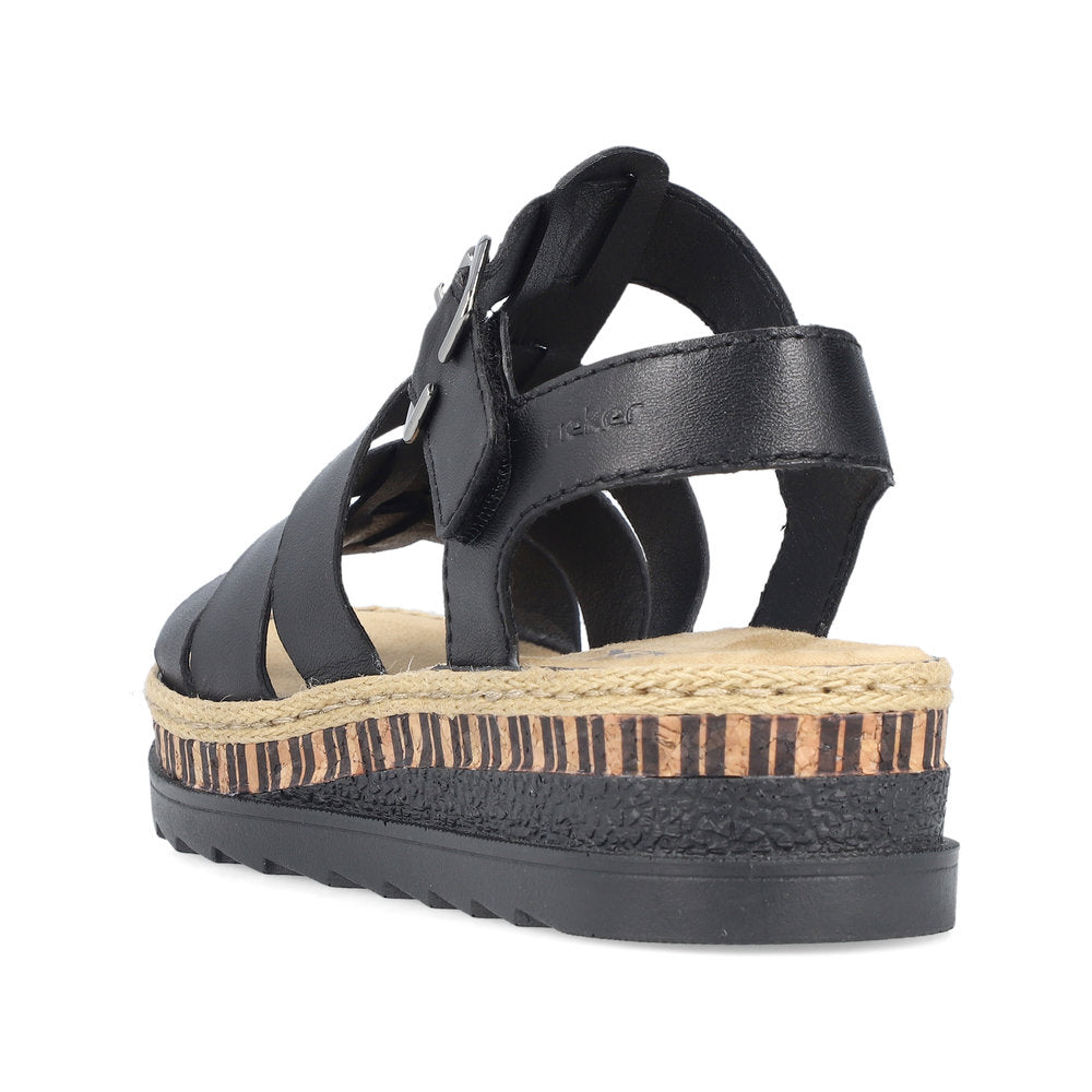 Rieker V7904-00 Black Sandals with Slingback Strap