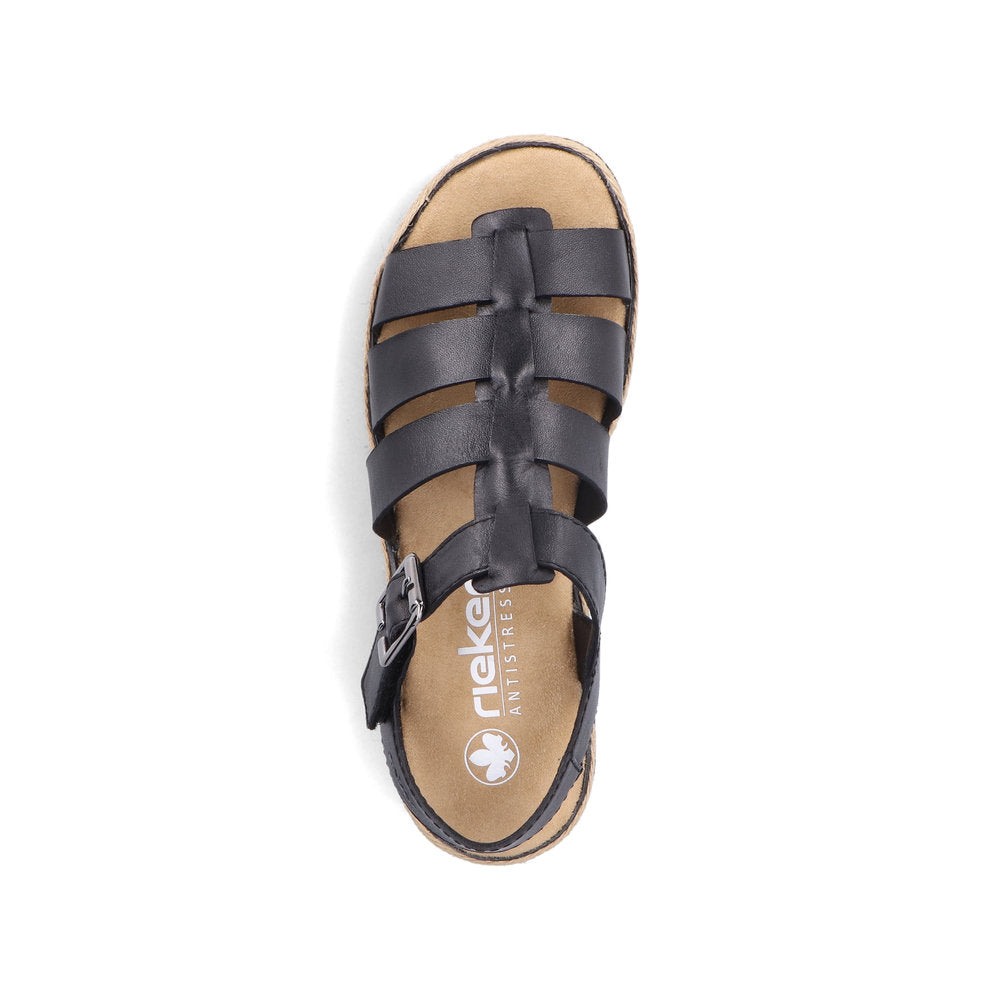Rieker V7904-00 Black Sandals with Slingback Strap