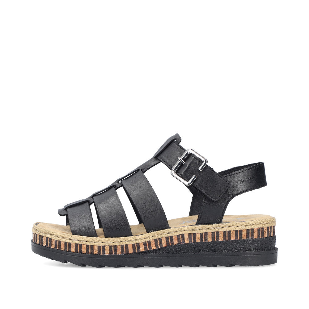 Rieker V7904-00 Black Sandals with Slingback Strap