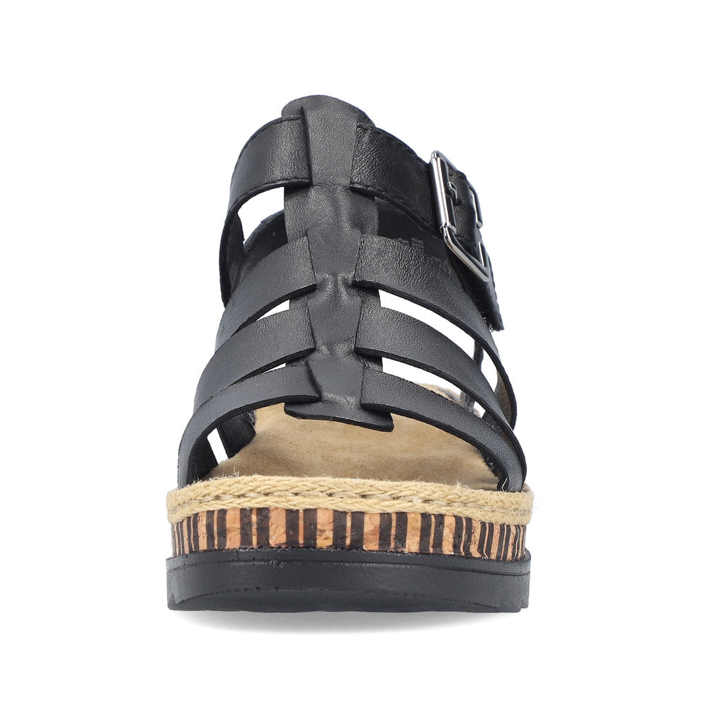 Rieker V7904-00 Black Sandals with Slingback Strap