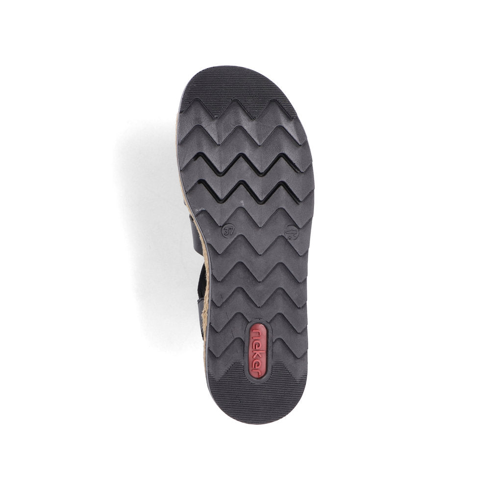 Rieker V7904-00 Black Sandals with Slingback Strap