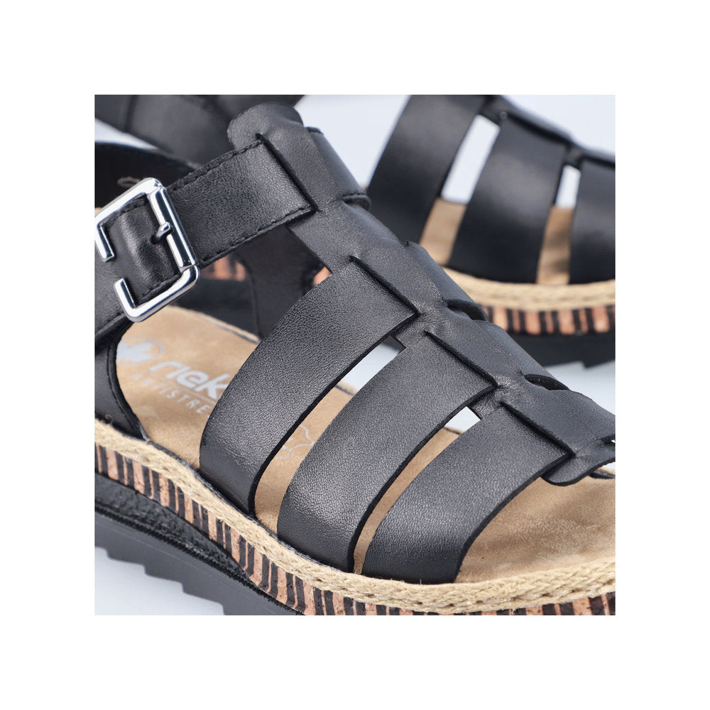 Rieker V7904-00 Black Sandals with Slingback Strap