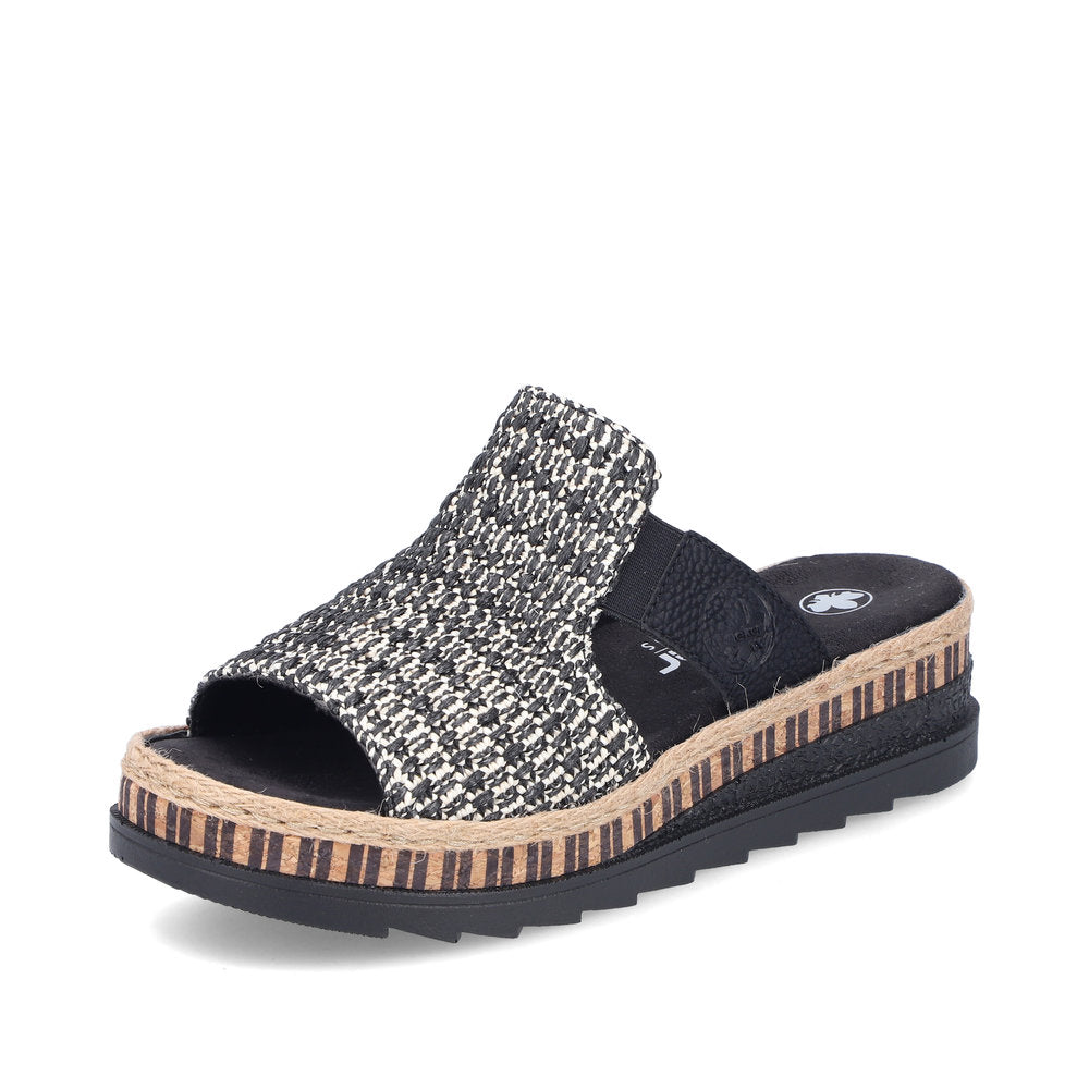 Rieker V7953-00 Black Fleck & Sand Slip On Sandals
