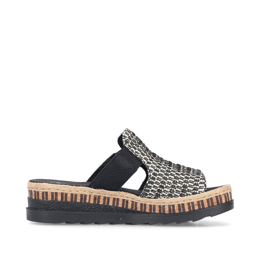 Rieker V7953-00 Black Fleck & Sand Slip On Sandals