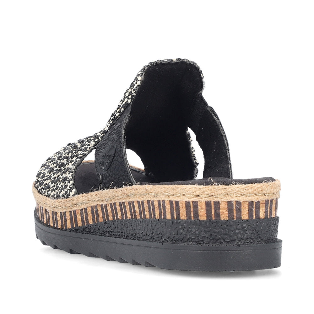 Rieker V7953-00 Black Fleck & Sand Slip On Sandals