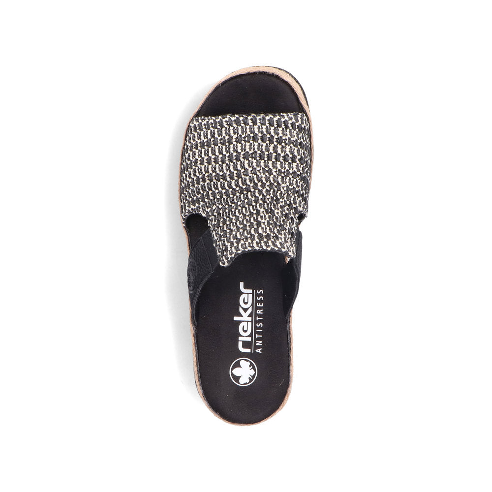 Rieker V7953-00 Black Fleck & Sand Slip On Sandals
