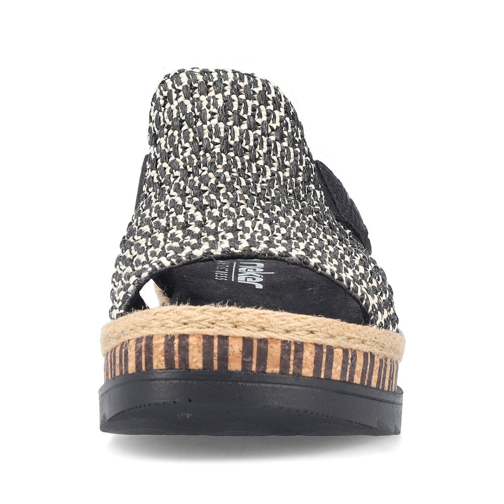 Rieker V7953-00 Black Fleck & Sand Slip On Sandals