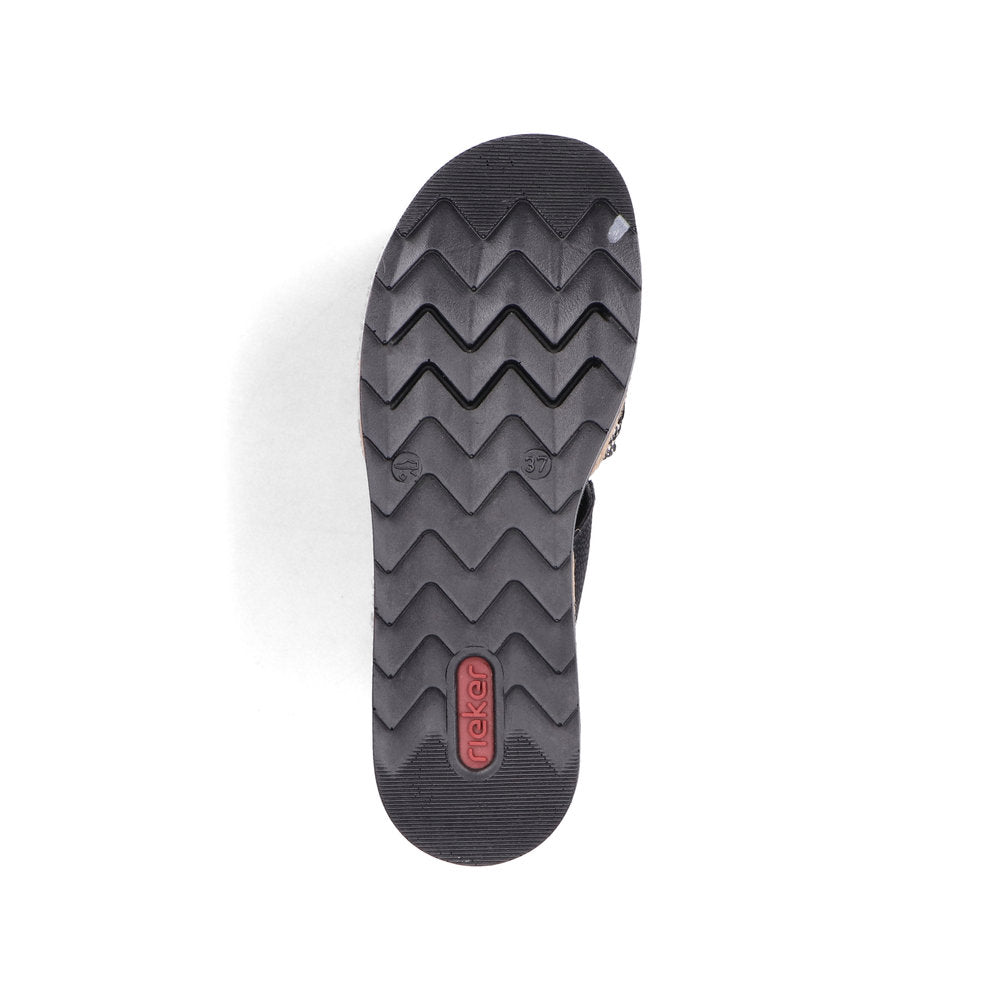 Rieker V7953-00 Black Fleck & Sand Slip On Sandals
