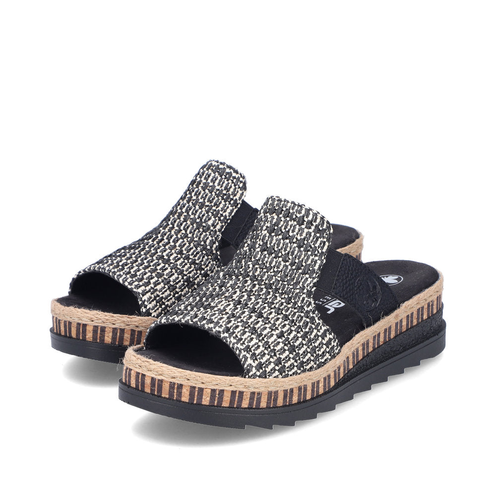 Rieker V7953-00 Black Fleck & Sand Slip On Sandals