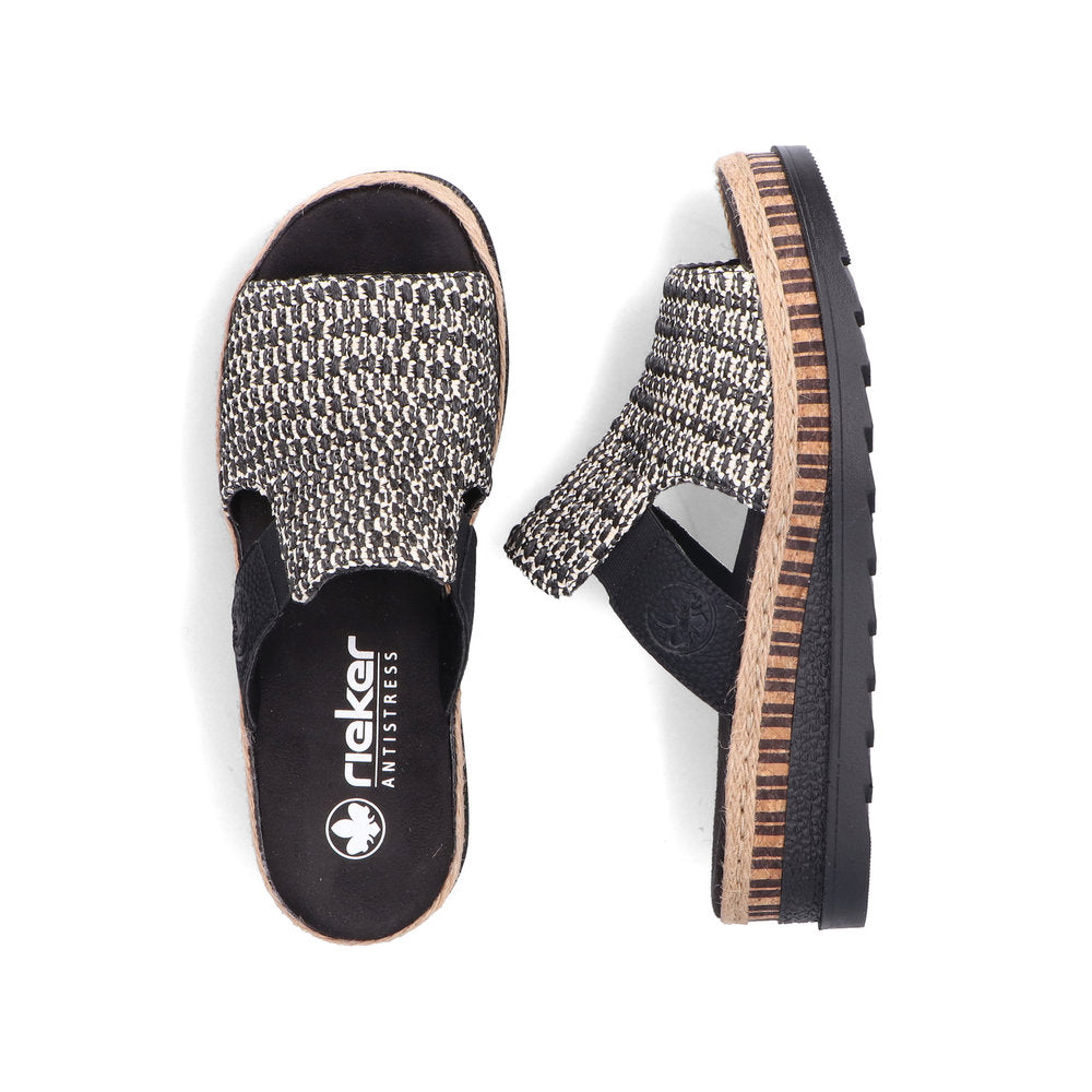 Rieker V7953-00 Black Fleck & Sand Slip On Sandals