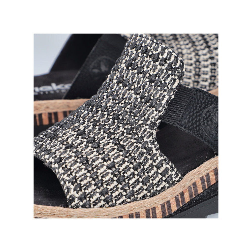 Rieker V7953-00 Black Fleck & Sand Slip On Sandals