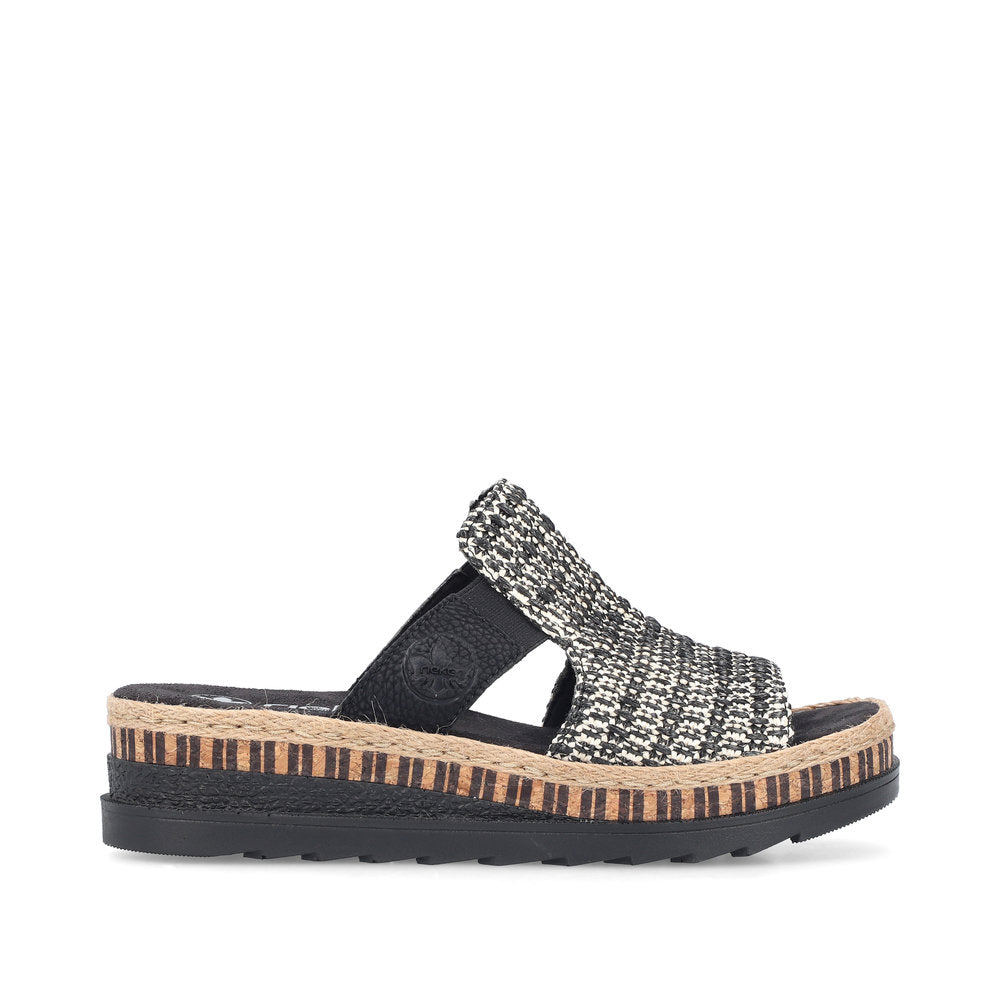 Rieker V7953-00 Black Fleck & Sand Slip On Sandals