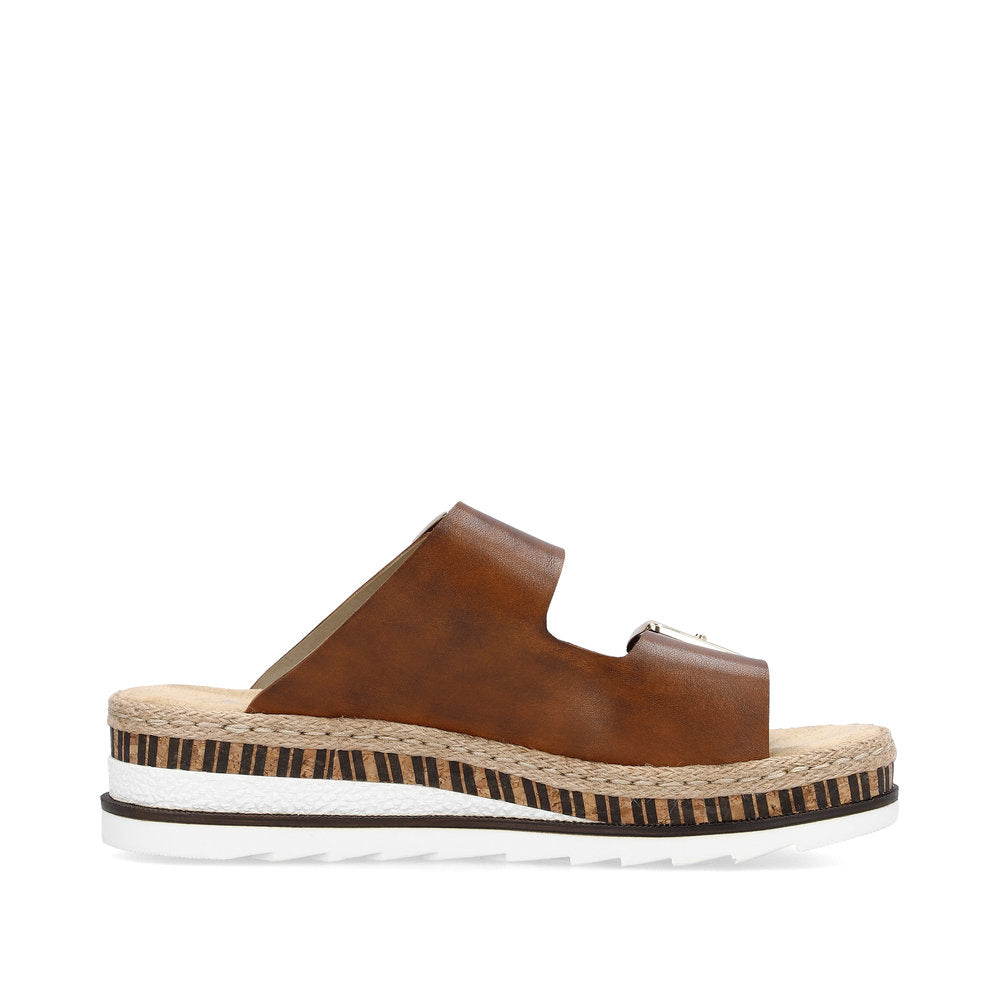 Rieker V7955-24 Tan Brown Slip On Sandals