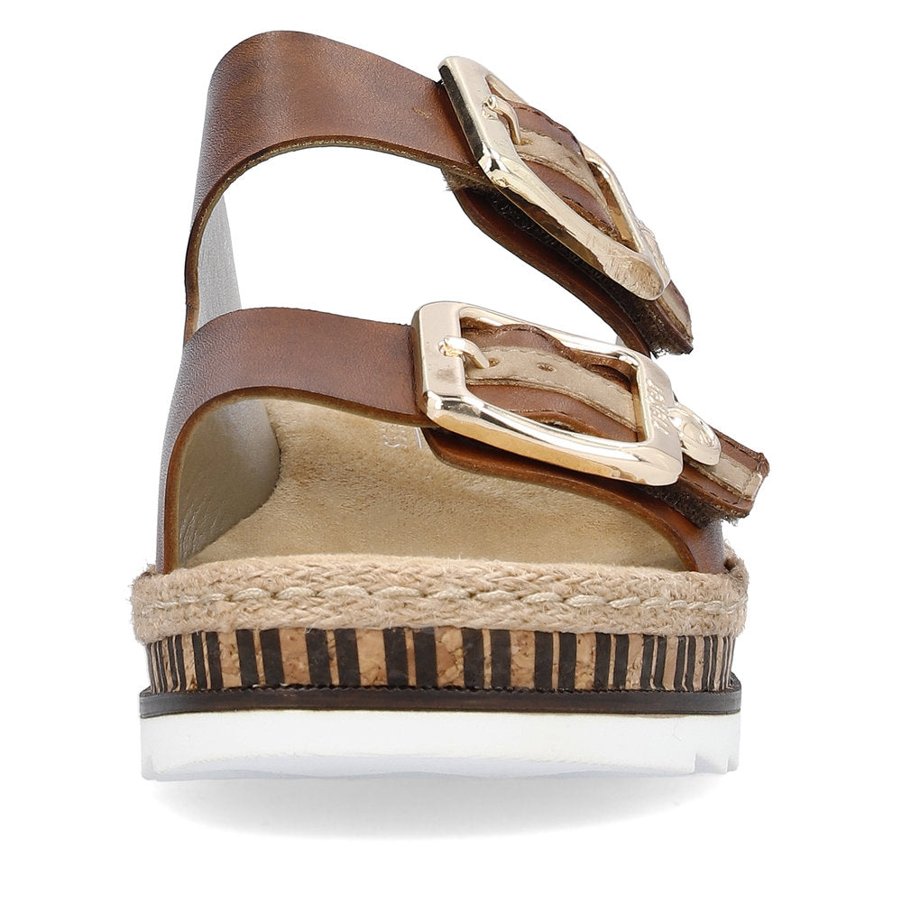Rieker V7955-24 Tan Brown Slip On Sandals