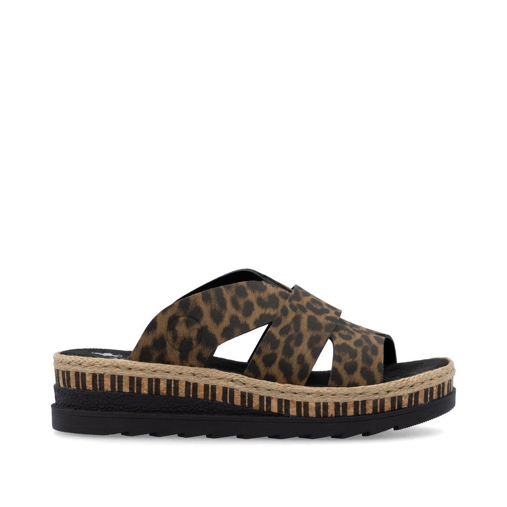 Rieker V7989-90 Leopard Slip On Sandals