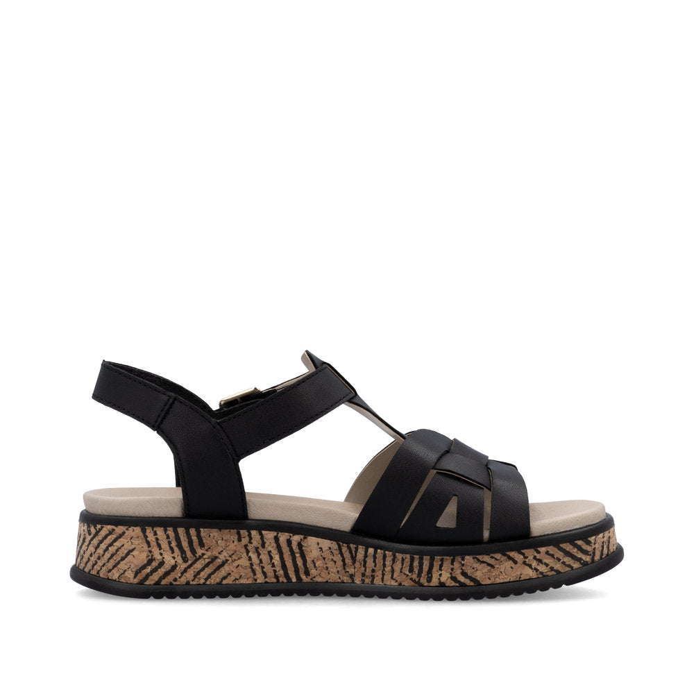 Rieker W0853-00 Black Sandals with Slingback Strap