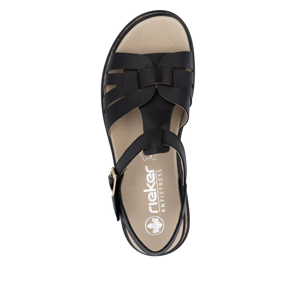 Rieker W0853-00 Black Sandals with Slingback Strap