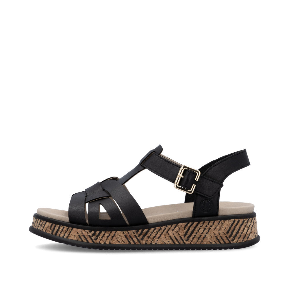 Rieker W0853-00 Black Sandals with Slingback Strap