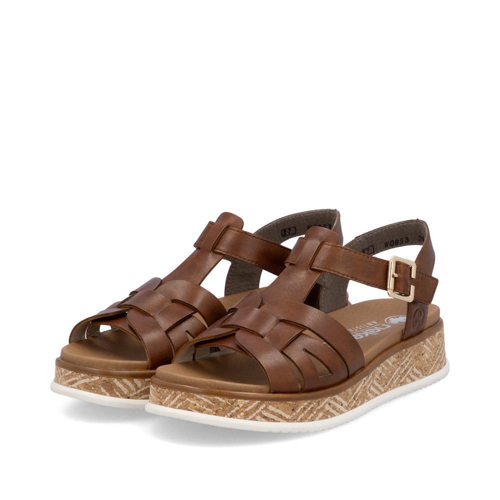 Rieker W0853-24 Tan Sandals with Slingback Strap
