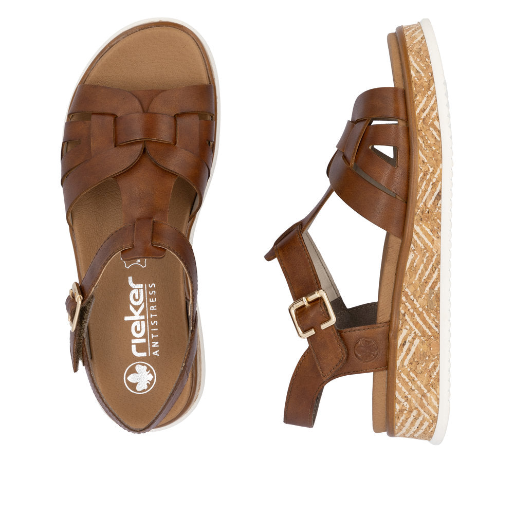 Rieker W0853-24 Tan Sandals with Slingback Strap