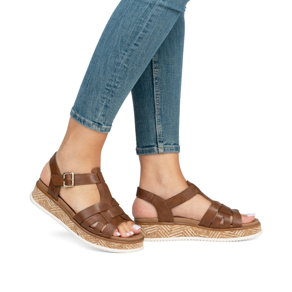 Rieker W0853-24 Tan Sandals with Slingback Strap