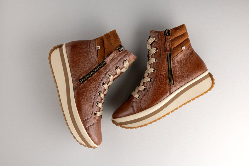 Rieker Evolution W0962-24 Tan Boots with Zip & Lace