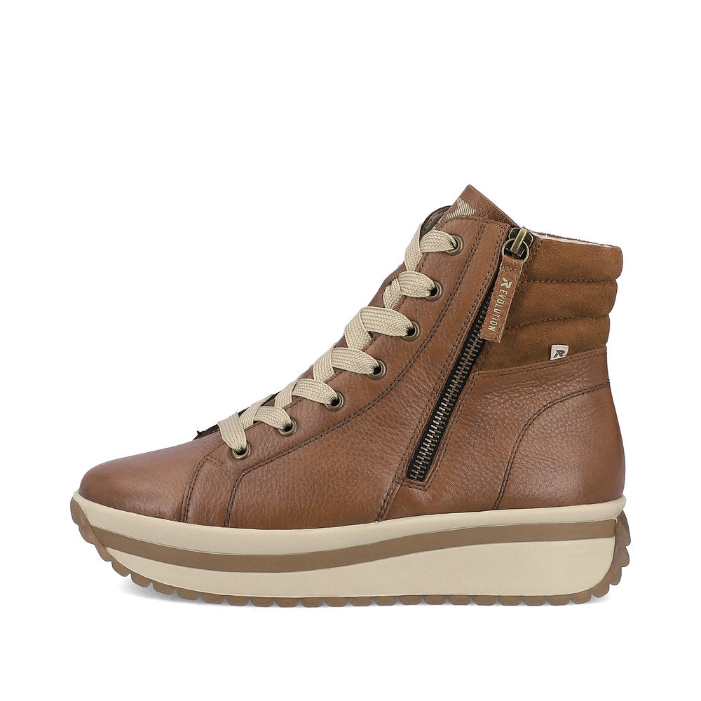 Rieker Evolution W0962-24 Tan Boots with Zip & Lace