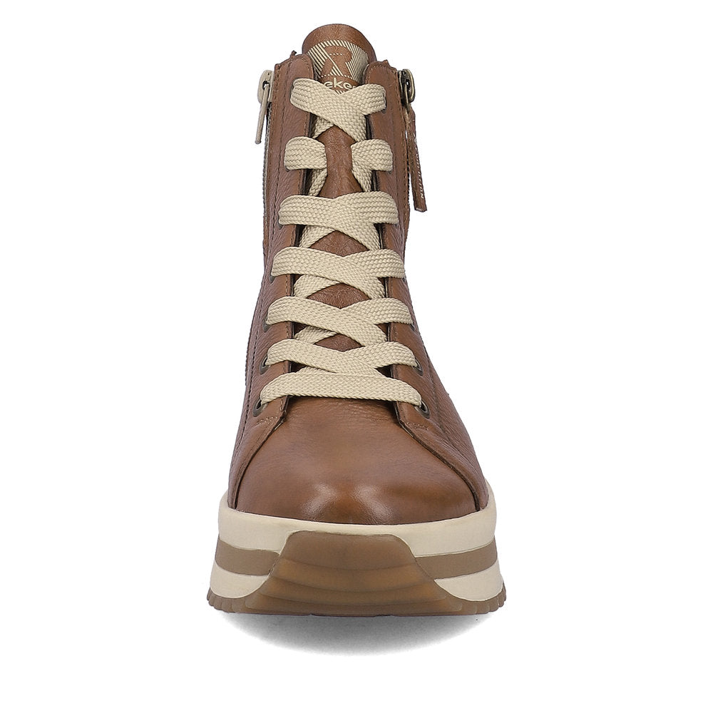 Rieker Evolution W0962-24 Tan Boots with Zip & Lace