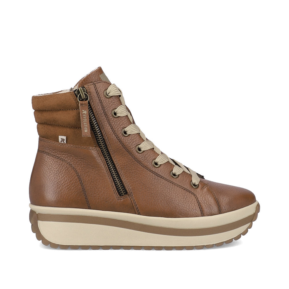 Rieker Evolution W0962-24 Tan Boots with Zip & Lace