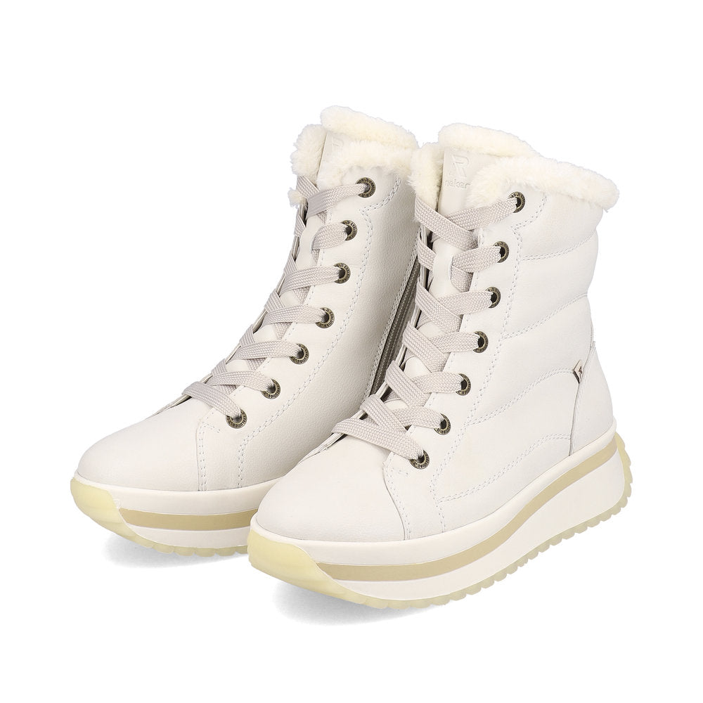 Rieker Evolution W0963-80 Off White Lace Boots