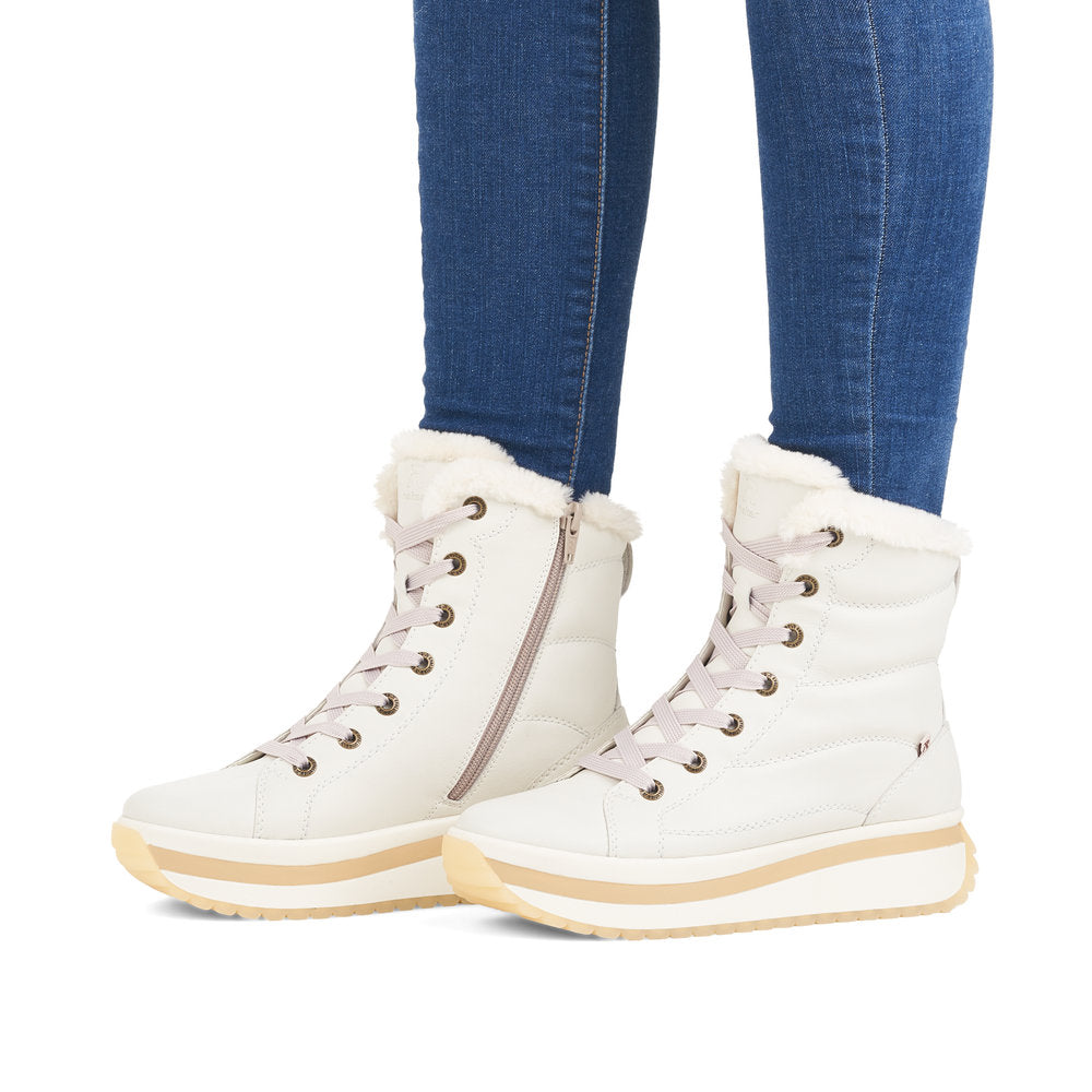 Rieker Evolution W0963-80 Off White Lace Boots