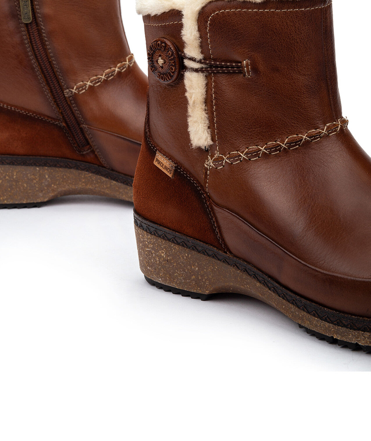Pikolinos Granada W0W-8711C1 Cuero Tan Fur Lined Boots