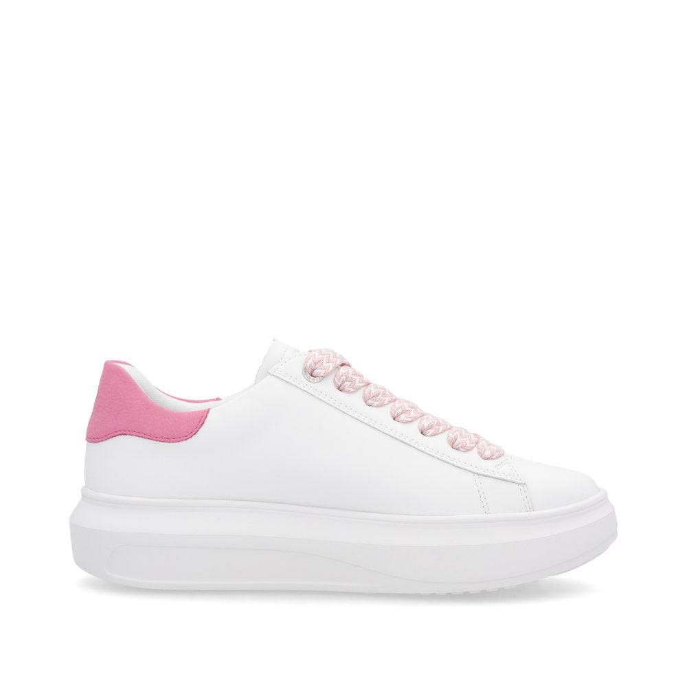 Rieker Soft W1201-82 White Sneakers with Pink Heel