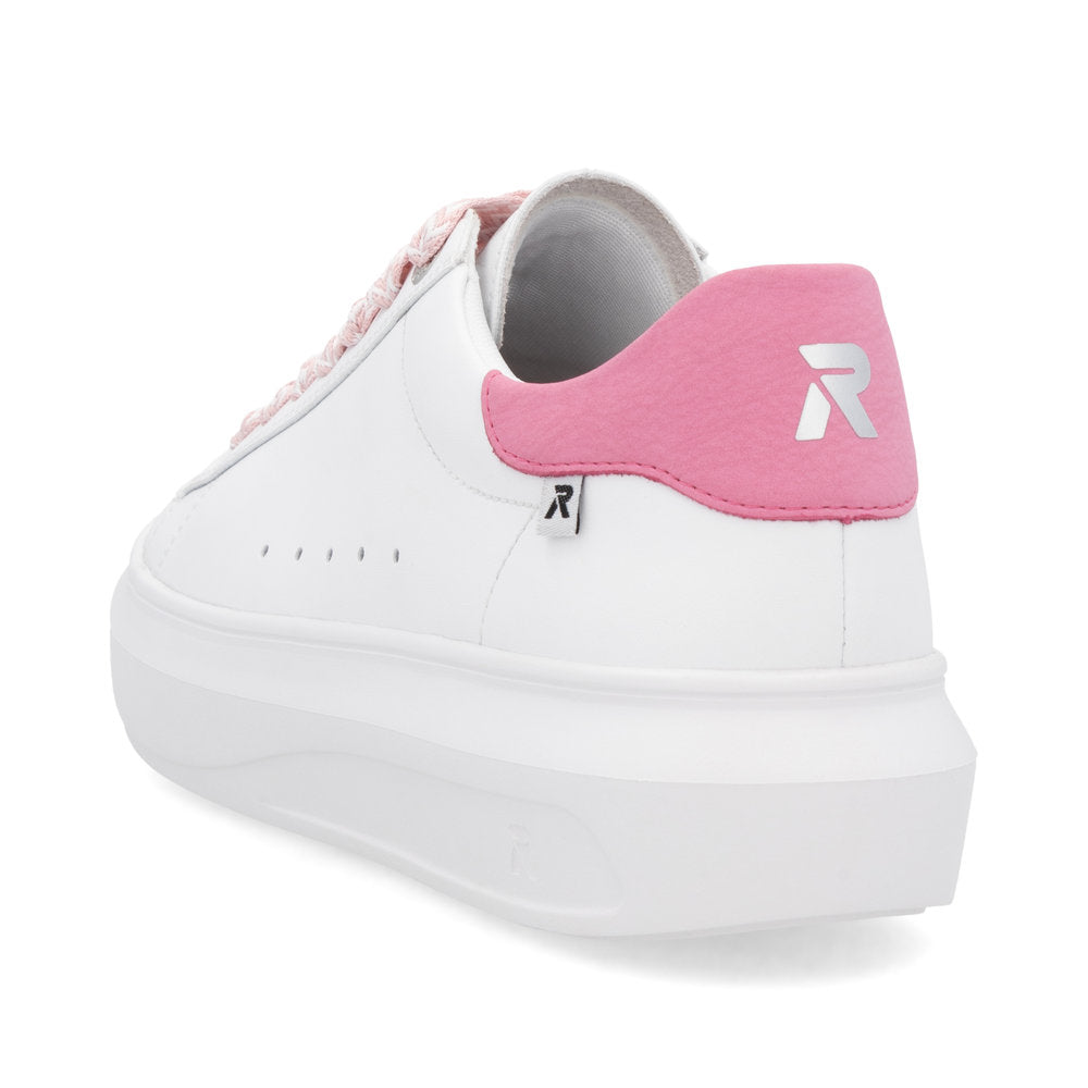Rieker Soft W1201-82 White Sneakers with Pink Heel