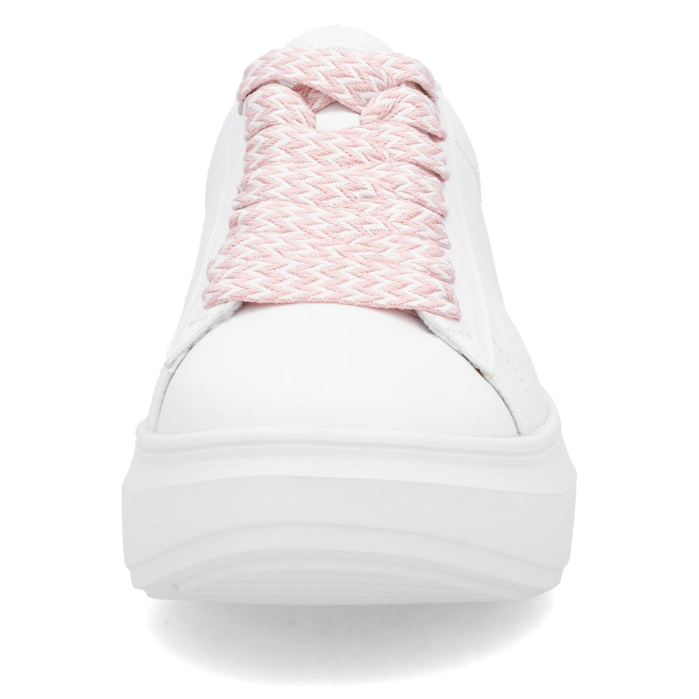 Rieker Soft W1201-82 White Sneakers with Pink Heel