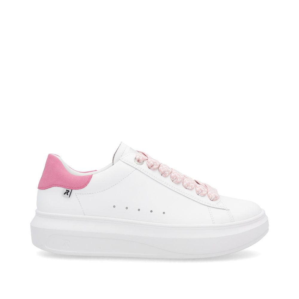 Rieker Soft W1201-82 White Sneakers with Pink Heel