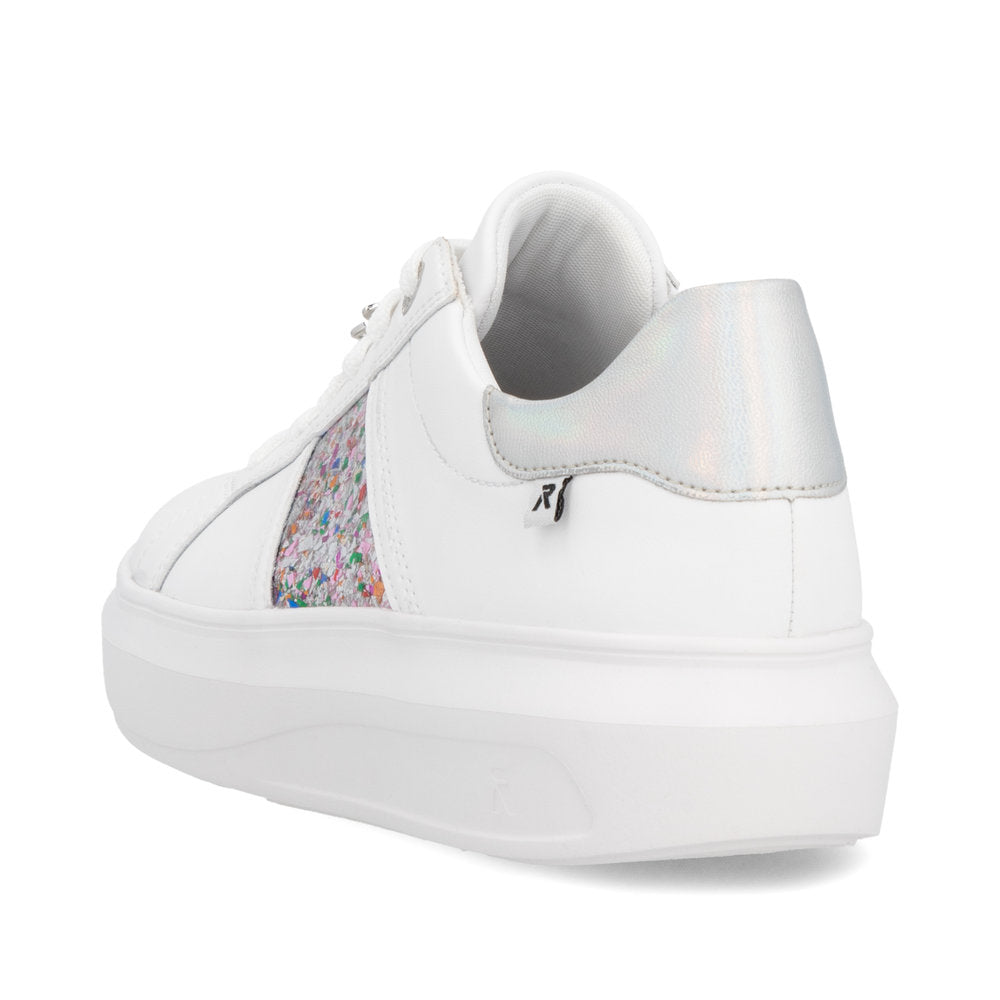 Rieker Soft W1202-83 White & Silver Trainers with Dragonfly