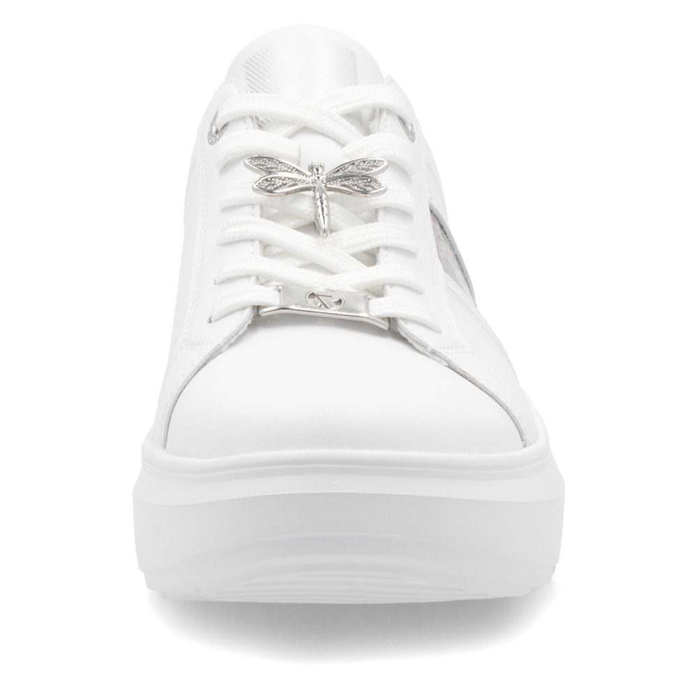 Rieker Soft W1202-83 White & Silver Trainers with Dragonfly