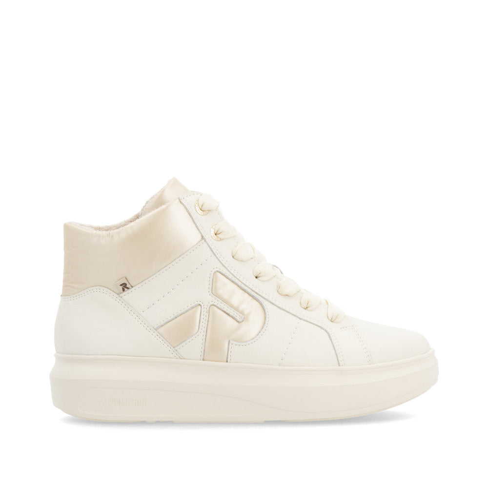 Rieker Evolution W1270-60 Cream & Pearl Combi Lace Boots