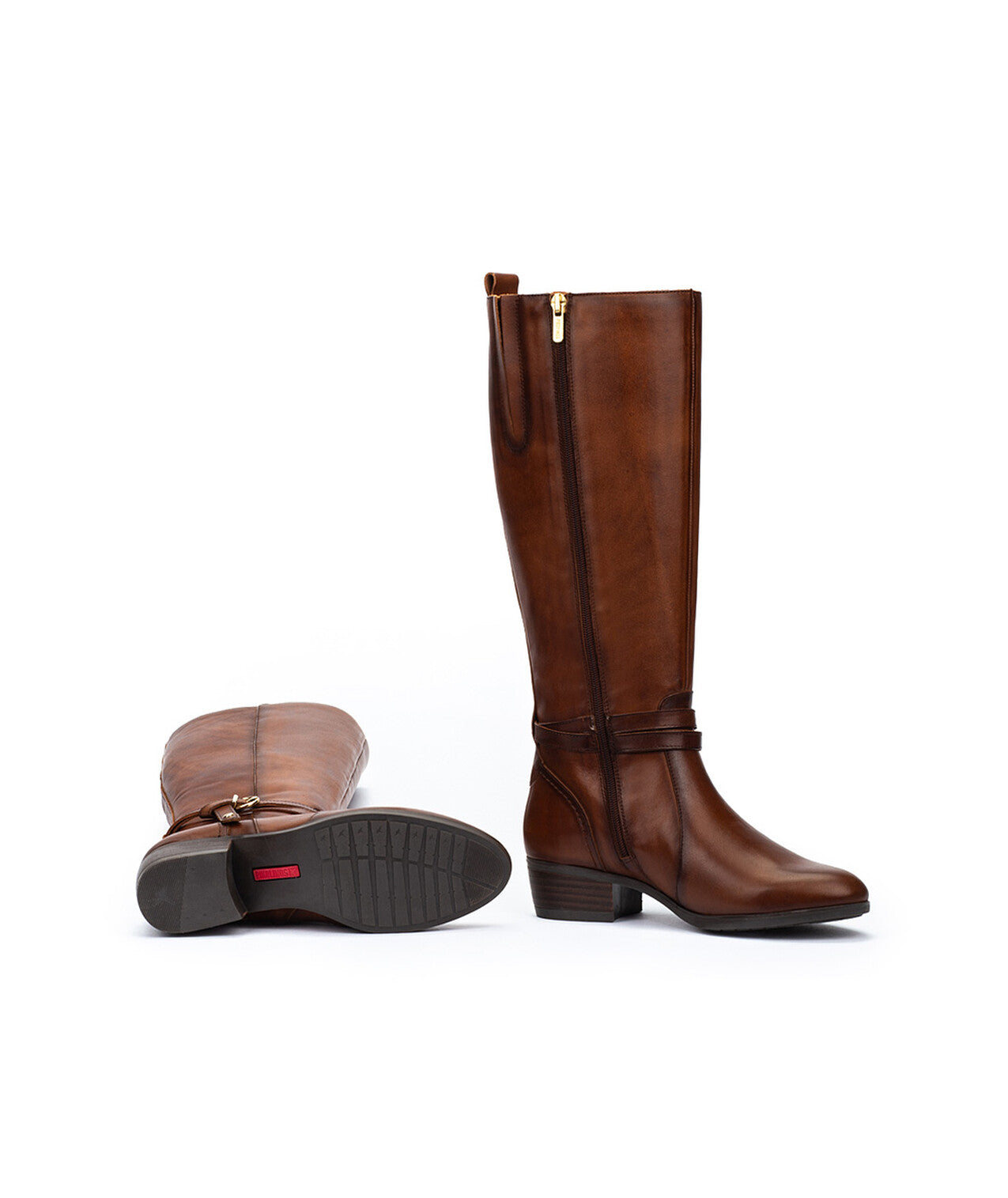Pikolinos Daroca W1U-9764 Cuero Tan Long Boots with Side Buckle
