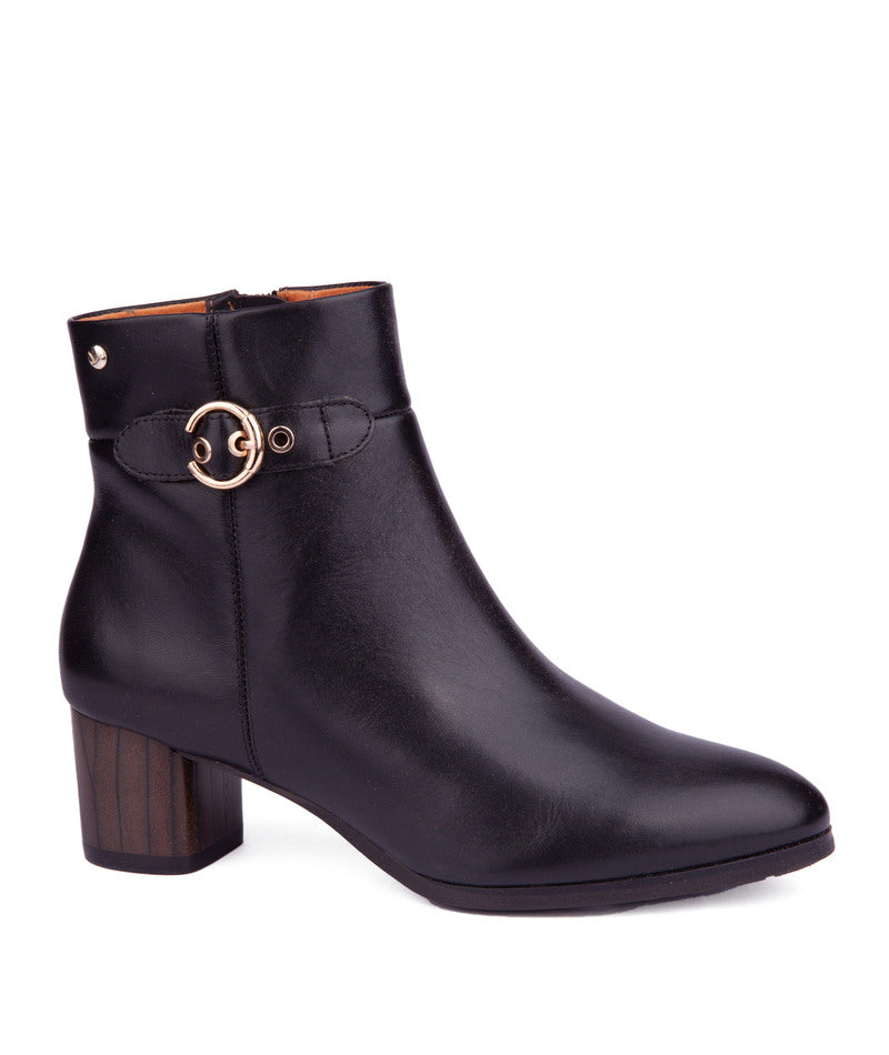 Pikolinos Calafat W1Z-8588 Black Side Buckle Block Heel Boots