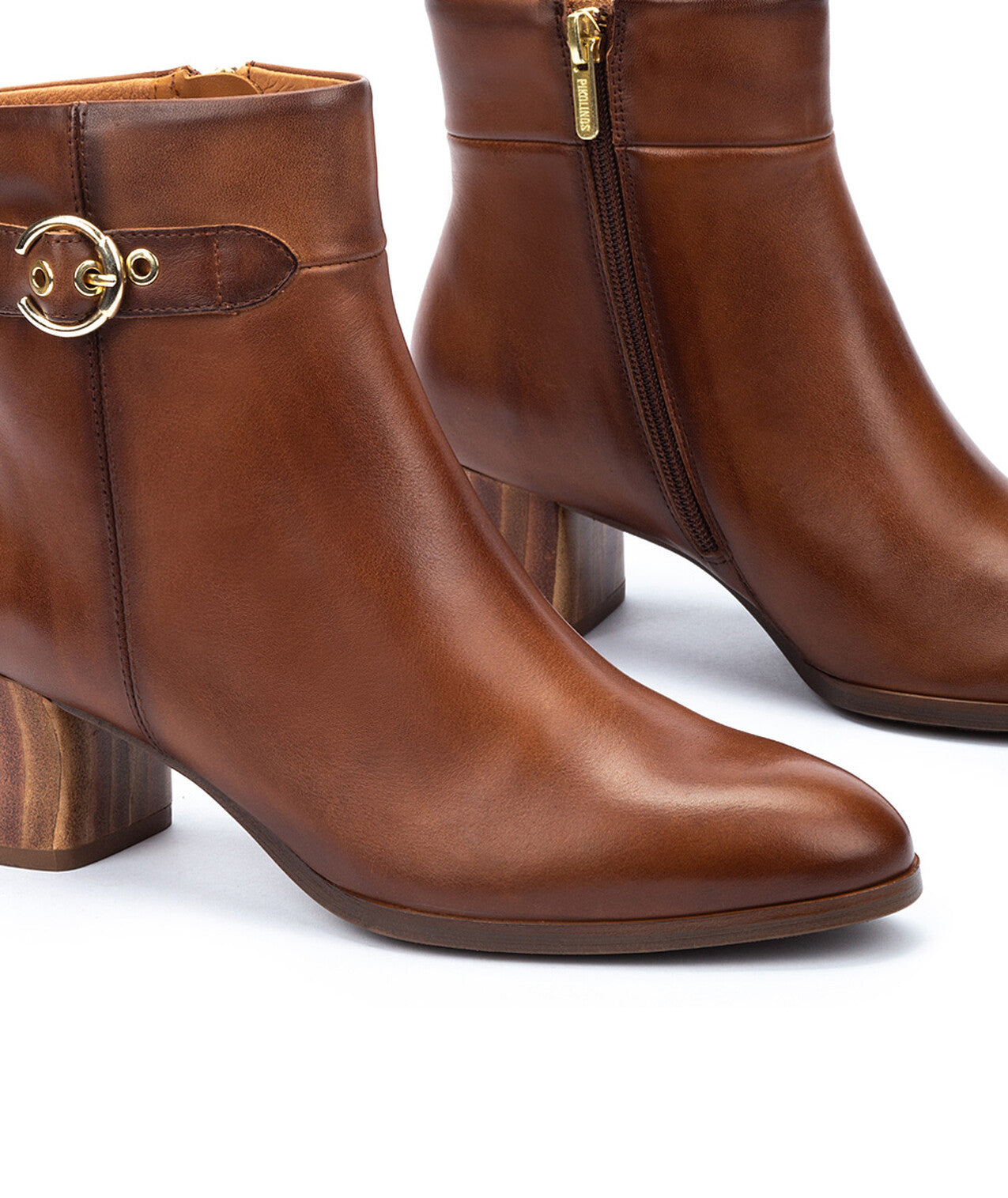 Pikolinos Calafat W1Z-8588 Cuero Tan Side Buckle Block Heel Boots
