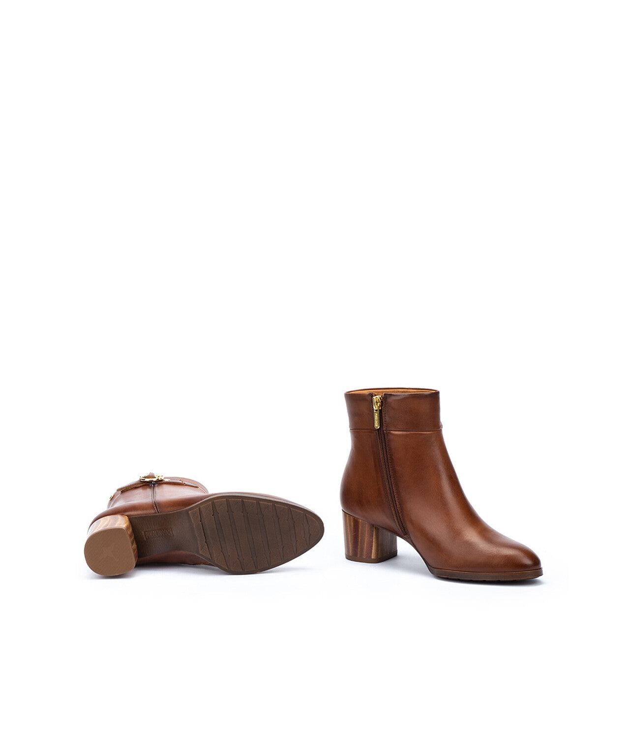 Pikolinos Calafat W1Z-8588 Cuero Tan Side Buckle Block Heel Boots