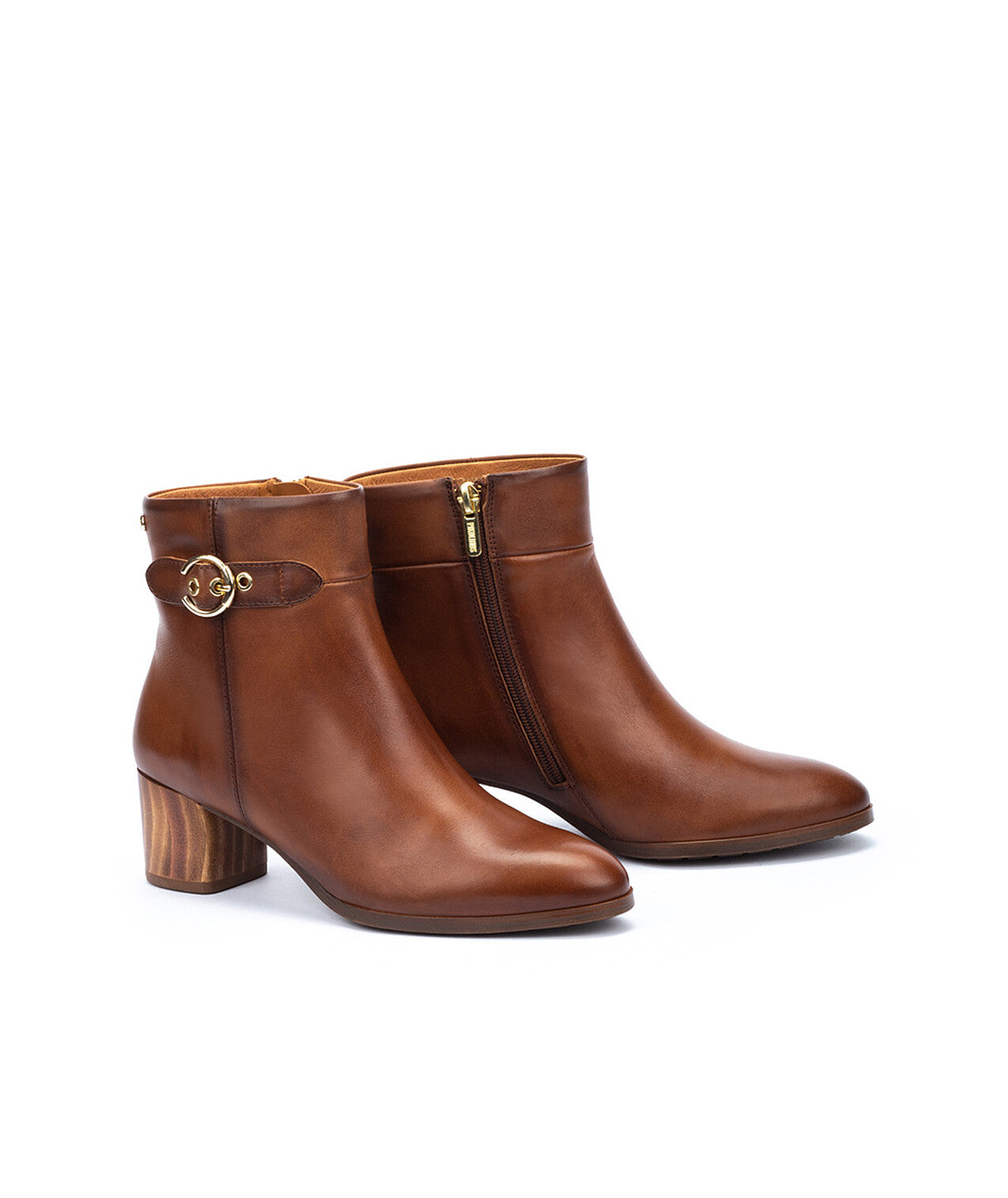 Pikolinos Calafat W1Z-8588 Cuero Tan Side Buckle Block Heel Boots