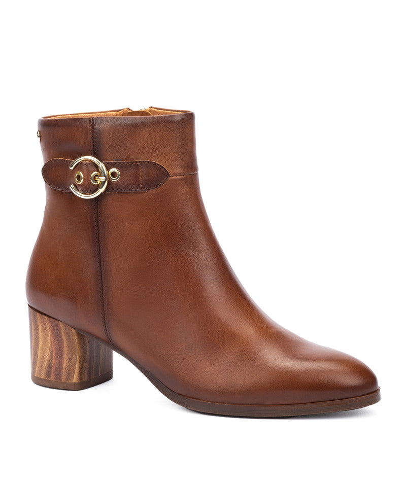 Pikolinos Calafat W1Z-8588 Cuero Tan Side Buckle Block Heel Boots