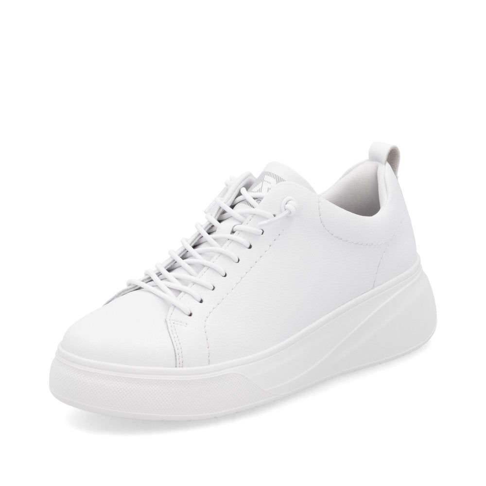 Rieker Soft W2301-80 White Elastic Lace Slip On Trainers