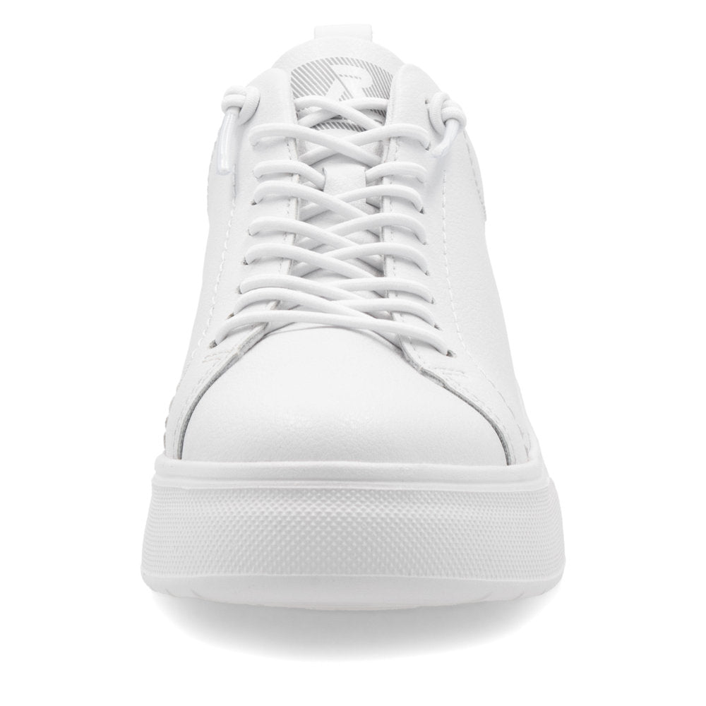 Rieker Soft W2301-80 White Elastic Lace Slip On Trainers