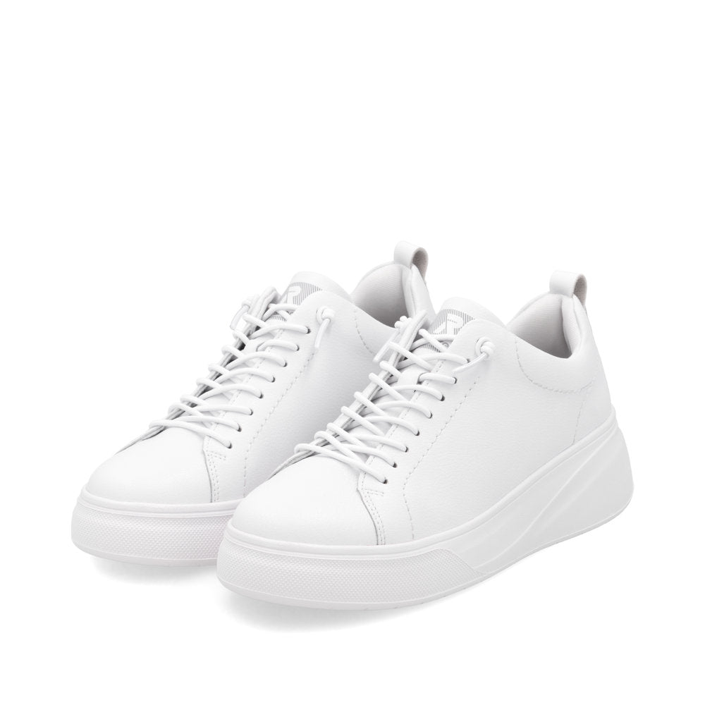 Rieker Soft W2301-80 White Elastic Lace Slip On Trainers