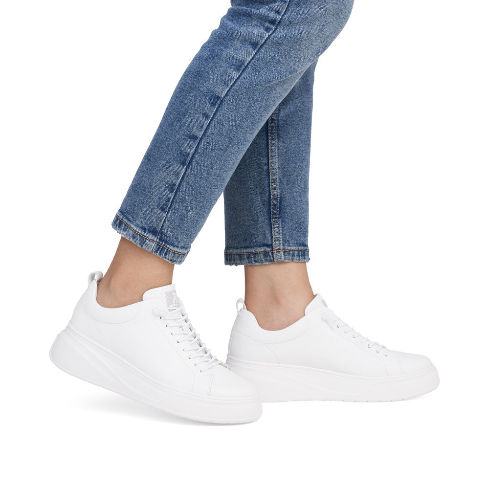 Rieker Soft W2301-80 White Elastic Lace Slip On Trainers