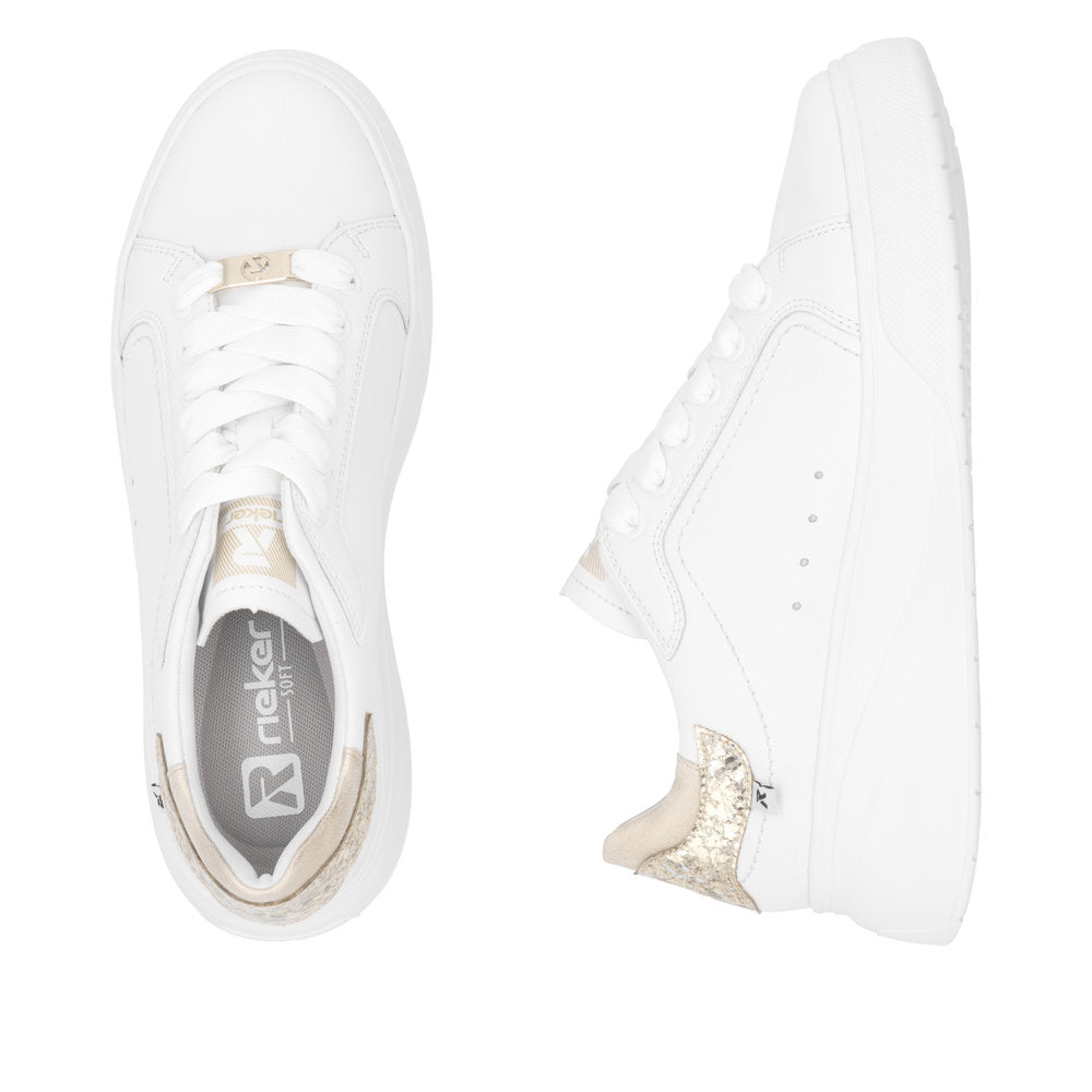Rieker Soft W2303-80 White & Gold Trainers